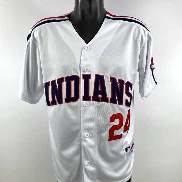 CLEVELAND INDIANS #7 TAYLOR , #24 DORN Sewn Jersey WHITE - Picture 8 of 16